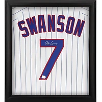Dansby Swanson Chicago Cubs Autographed Framed White Nike Authentic Jersey Shadowbox