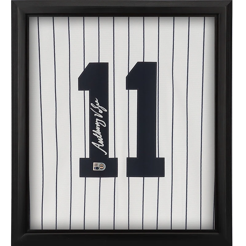 Anthony Volpe New York Yankees Autographed Framed White Nike Replica Jersey Shadowbox