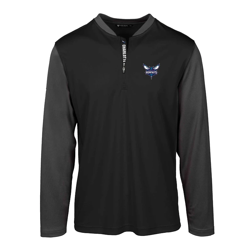Men's Levelwear Black Charlotte Hornets Spector Insignia Core Quarter-Zip Pullover Top