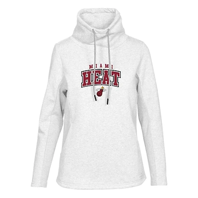Women's Levelwear White Miami Heat Loop Pullover Sweatshirt