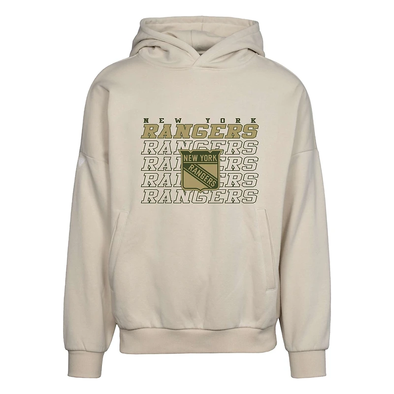 Men's Levelwear Cream New York Rangers Contact Down The Line Pullover Hoodie