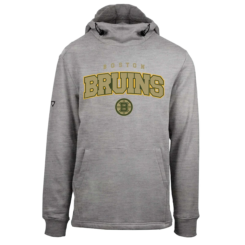 Men's Levelwear Heather Gray Boston Bruins Arch Delta Shift Pullover Hoodie