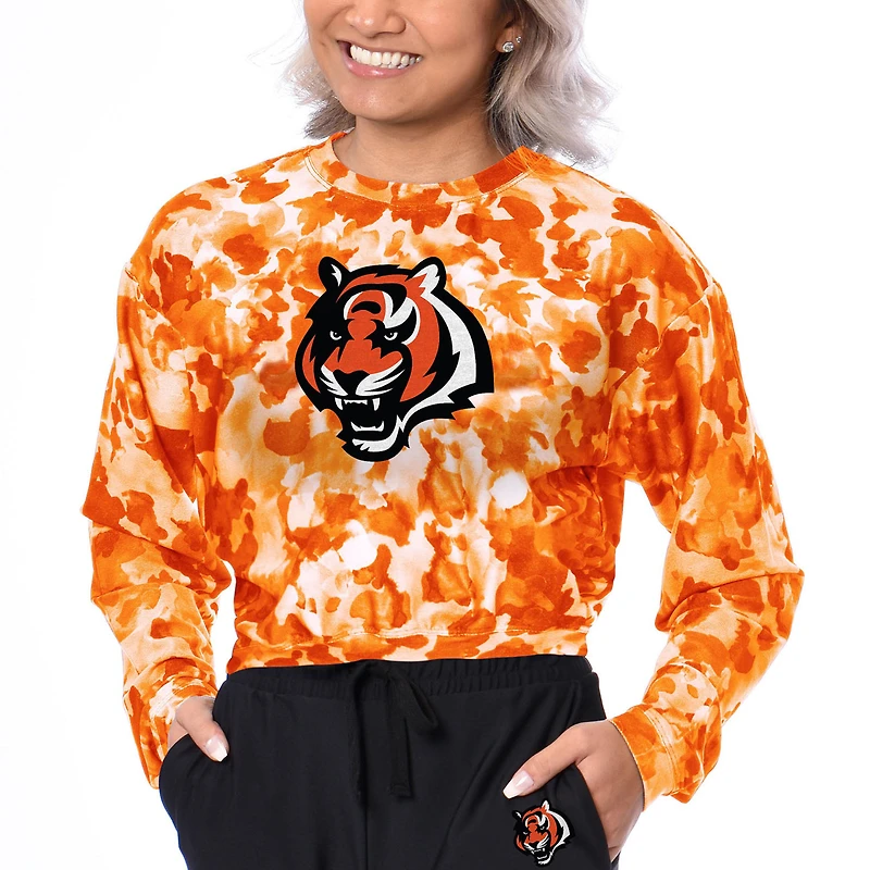 Women's Certo  Orange Cincinnati Bengals Cropped Long Sleeve T-Shirt
