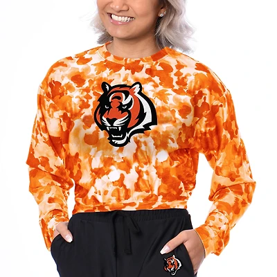 Women's Certo  Orange Cincinnati Bengals Cropped Long Sleeve T-Shirt