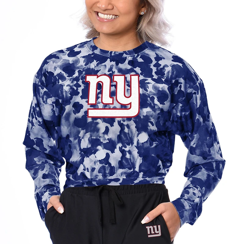 Women's Certo Royal New York Giants Cropped Long Sleeve T-Shirt