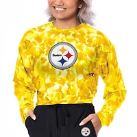 Women's Certo  Gold Pittsburgh Steelers Cropped Long Sleeve T-Shirt