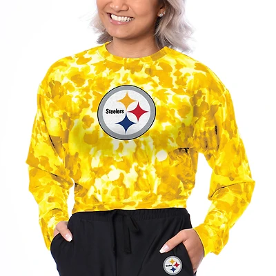 Women's Certo  Gold Pittsburgh Steelers Cropped Long Sleeve T-Shirt