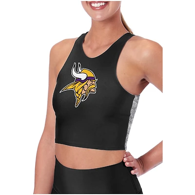 Women's Certo  Black Minnesota Vikings Crosstown Long Line Sports Bra