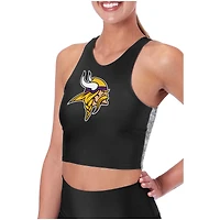 Women's Certo  Black Minnesota Vikings Crosstown Long Line Sports Bra