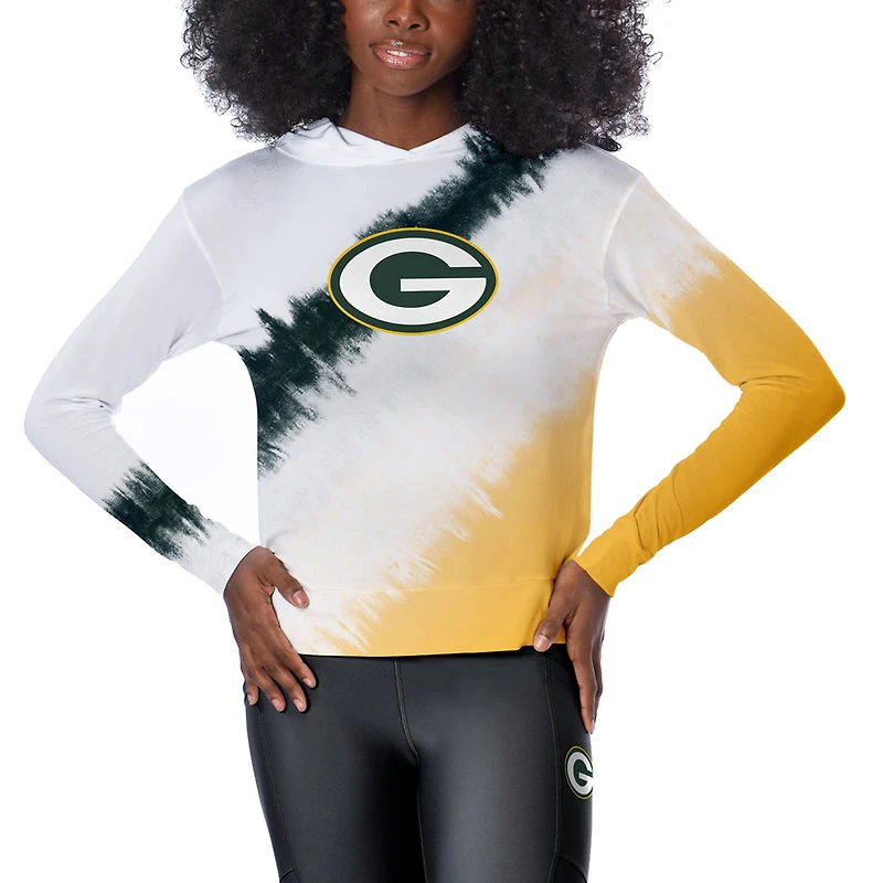 Women's Certo  White Green Bay Packers Rundown Lightweight Pullover Hoodie
