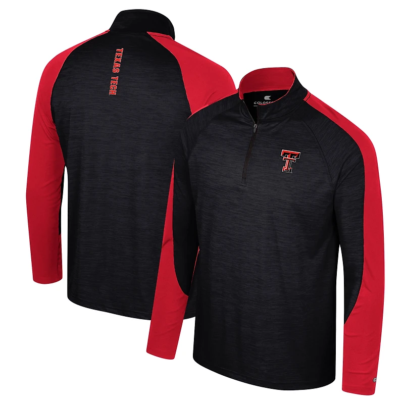 Men's Colosseum Black Texas Tech Red Raiders Langmore Raglan Quarter-Zip Top