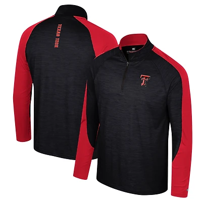 Men's Colosseum Black Texas Tech Red Raiders Langmore Raglan Quarter-Zip Top