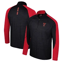 Men's Colosseum Black Texas Tech Red Raiders Langmore Raglan Quarter-Zip Top