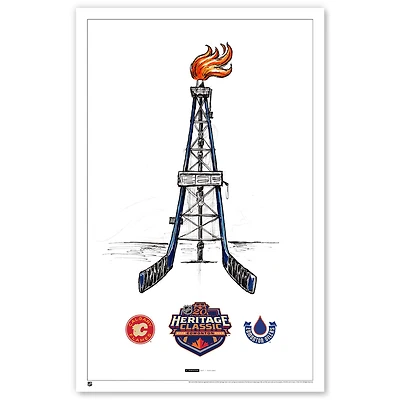 Edmonton Oilers vs. Calgary Flames 2023 NHL Heritage Classic 11" x 17" Sketch Limited Edition Poster Print