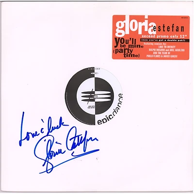 Gloria Estefan Autographed You'll Be Mine Single Album Sleeve with "Love & Luck" Inscription in Blue Ink - PSA