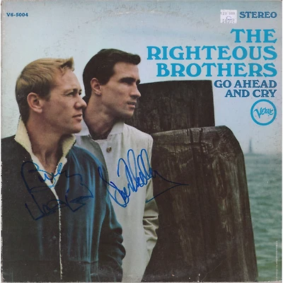 Bobby Hatfield & Bill Medley Autographed The Righteous Brothers Go Ahead & Cry Album Cover - PSA