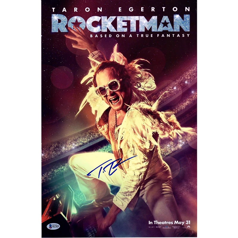 Taron Egerton Autographed Rocketman 12" x 18" Movie Poster - BAS