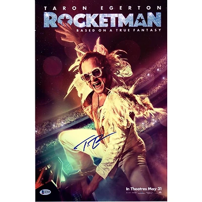Taron Egerton Autographed Rocketman 12" x 18" Movie Poster - BAS