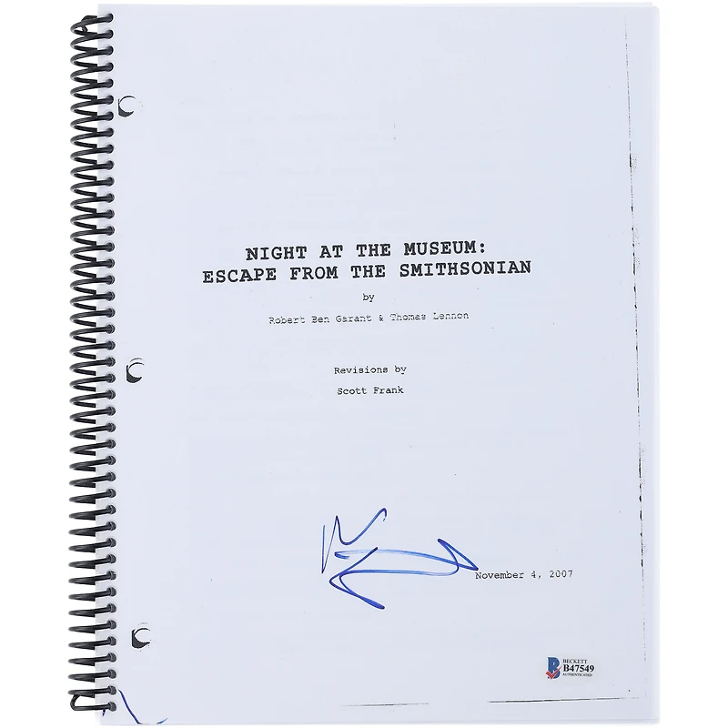 Ben Stiller Autographed Night At the Museum: Escape from the Smithsonian Replica Movie Script - BAS