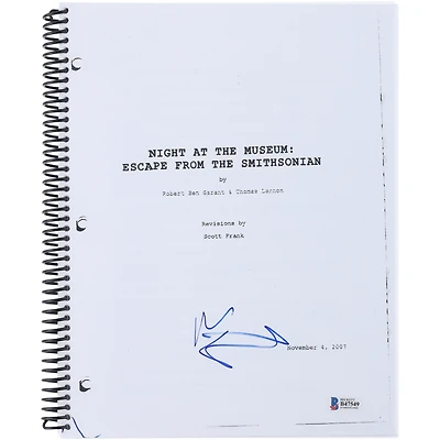 Ben Stiller Autographed Night At the Museum: Escape from the Smithsonian Replica Movie Script - BAS