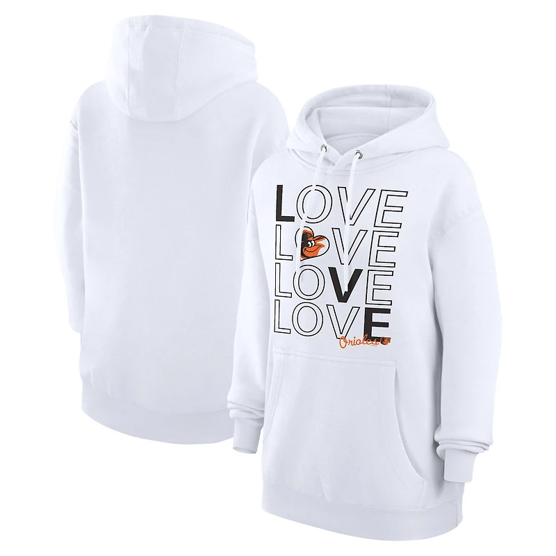 Women's G-III 4Her by Carl Banks White Baltimore Orioles Love Graphic Fleece Hoodie