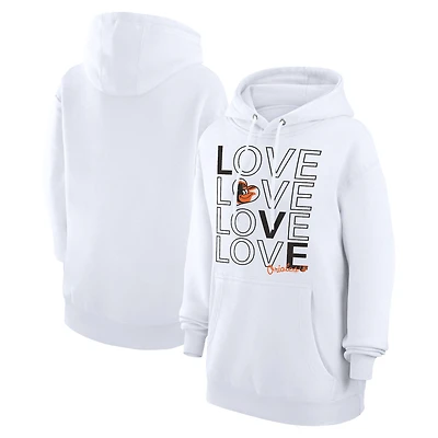 Women's G-III 4Her by Carl Banks  White Baltimore Orioles Love Graphic Fleece Hoodie