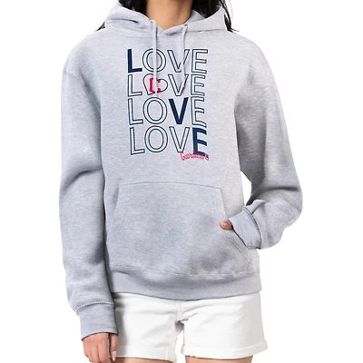 Women's G-III 4Her by Carl Banks  Heather Gray Cleveland Guardians Love Graphic Fleece Hoodie