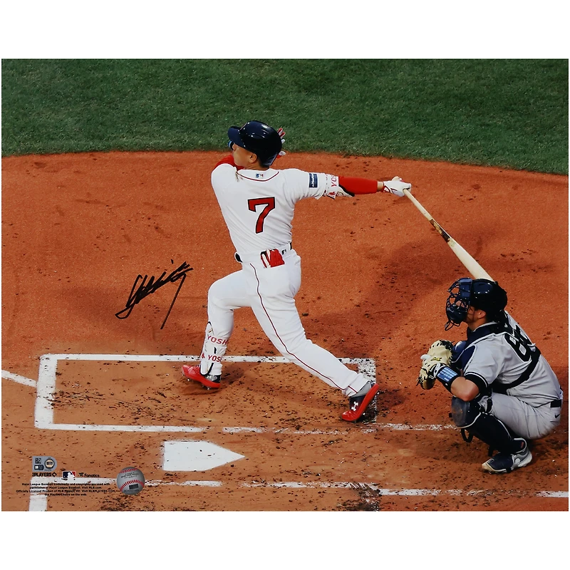 Masataka Yoshida Boston Red Sox Autographed 16" x 20" White Jersey Swing Photograph