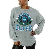 Women's Gameday Couture  Gray Charlotte FC Oversized Long Sleeve T-Shirt