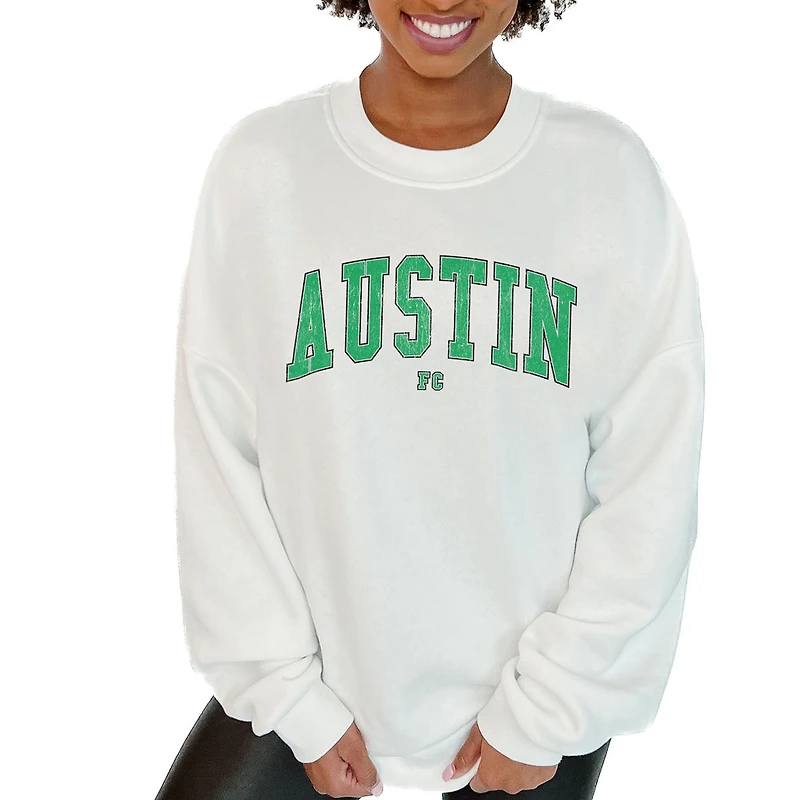 Women's Gameday Couture White Austin FC Oversized Fleece Pullover Sweatshirt