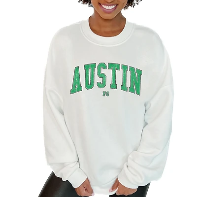 Women's Gameday Couture  White Austin FC Oversized Fleece Pullover Sweatshirt