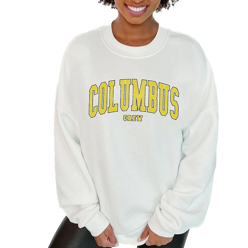 Women's Gameday Couture White Columbus Crew Oversized Fleece Pullover Sweatshirt