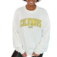 Women's Gameday Couture  White Columbus Crew Oversized Fleece Pullover Sweatshirt