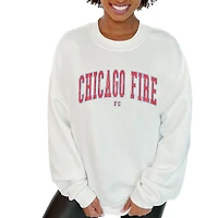 Women's Gameday Couture  White Chicago Fire Oversized Fleece Pullover Sweatshirt