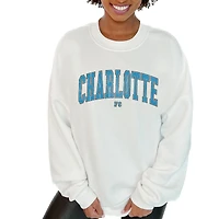 Women's Gameday Couture  White Charlotte FC Oversized Fleece Pullover Sweatshirt