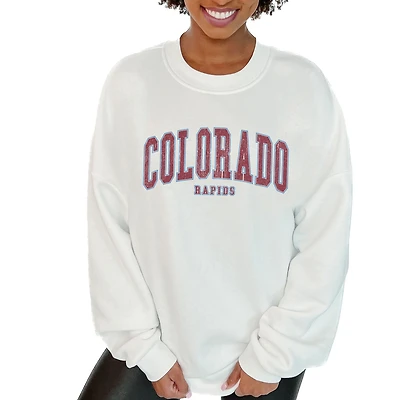 Women's Gameday Couture  White Colorado Rapids Oversized Fleece Pullover Sweatshirt