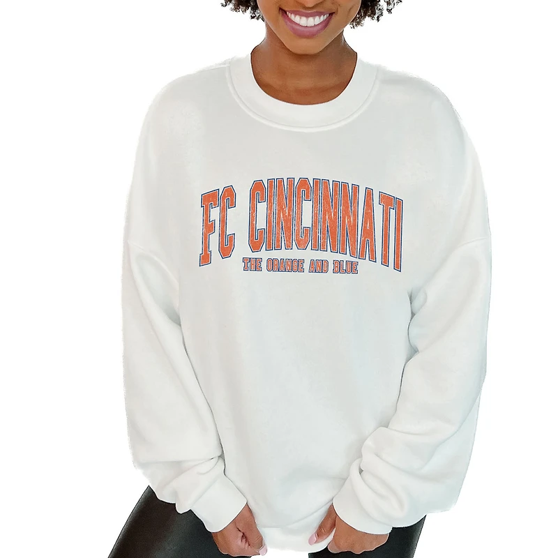Women's Gameday Couture White FC Cincinnati Oversized Fleece Pullover Sweatshirt