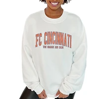 Women's Gameday Couture  White FC Cincinnati Oversized Fleece Pullover Sweatshirt