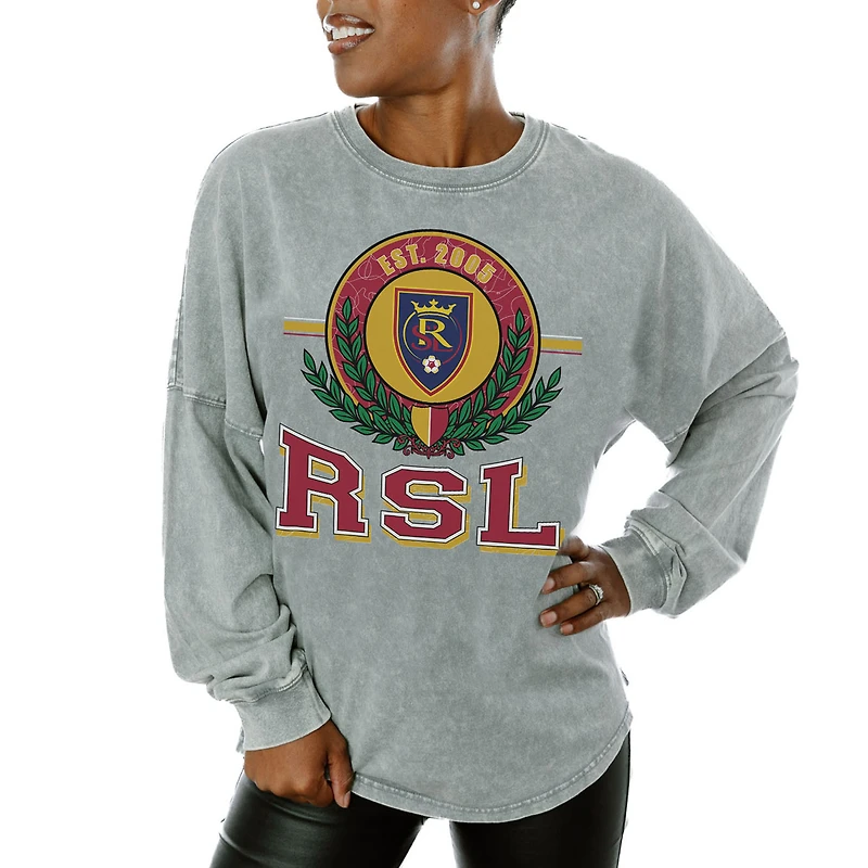 Women's Gameday Couture Gray Real Salt Lake Oversized Long Sleeve T-Shirt