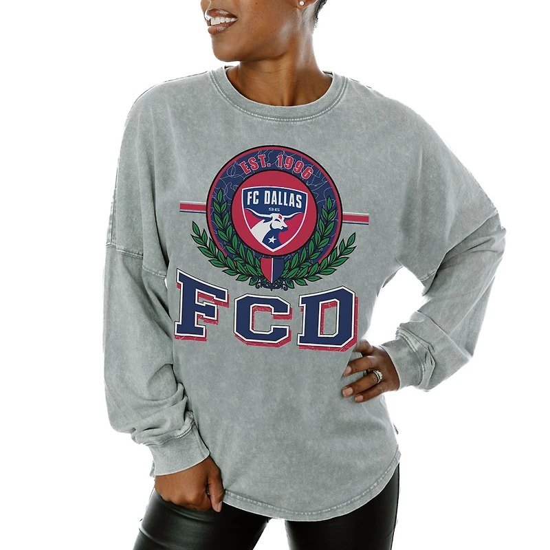 Women's Gameday Couture  Gray FC Dallas Oversized Long Sleeve T-Shirt
