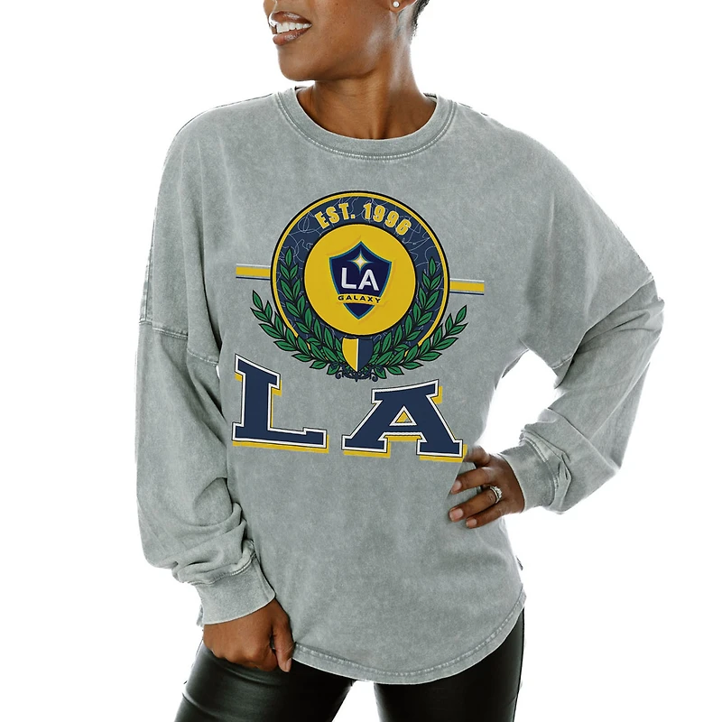 Women's Gameday Couture  Gray LA Galaxy Oversized Long Sleeve T-Shirt