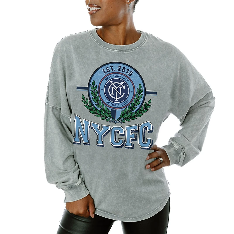Women's Gameday Couture  Gray New York City FC Oversized Long Sleeve T-Shirt