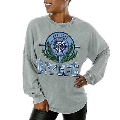 Women's Gameday Couture  Gray New York City FC Oversized Long Sleeve T-Shirt