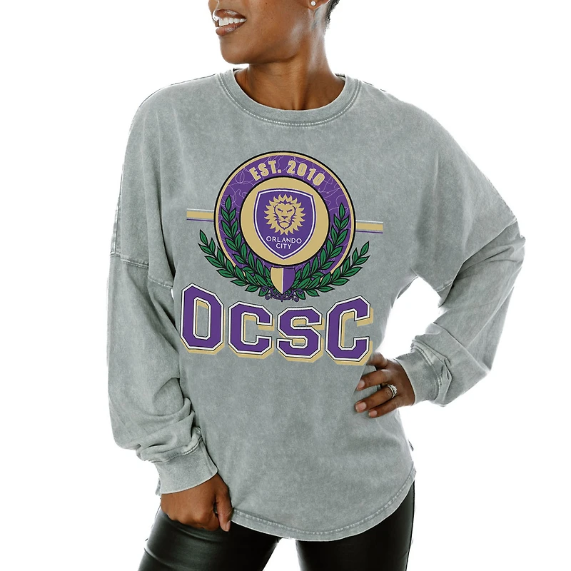 Women's Gameday Couture  Gray Orlando City SC Oversized Long Sleeve T-Shirt