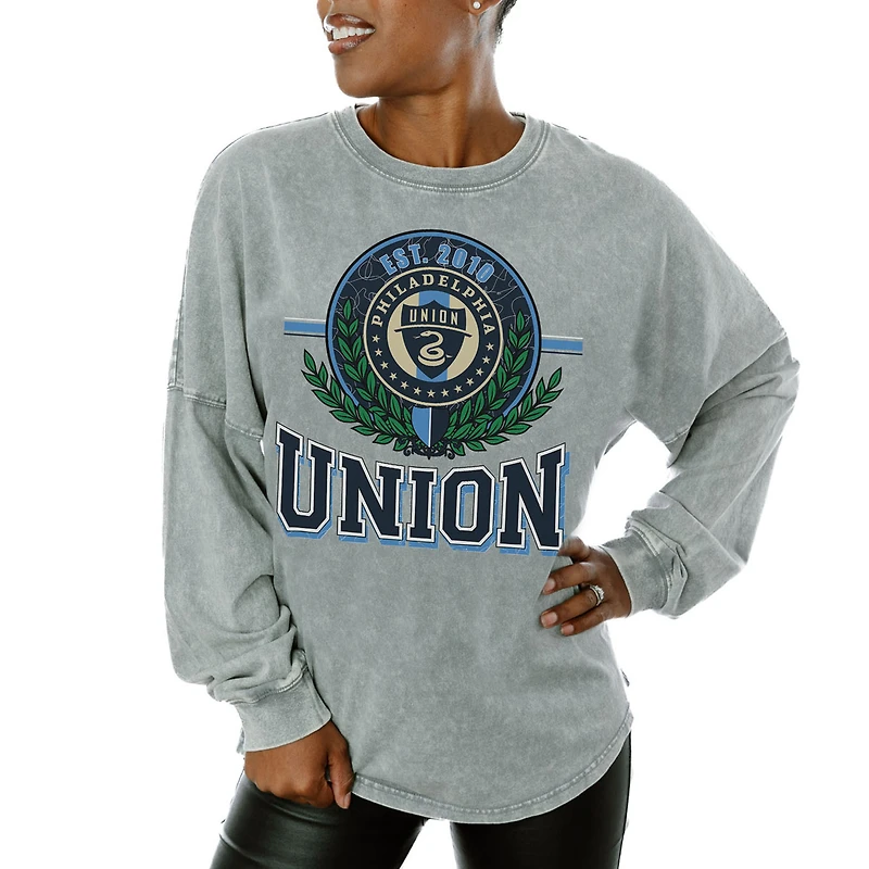 Women's Gameday Couture  Gray Philadelphia Union Oversized Long Sleeve T-Shirt
