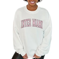 Women's Gameday Couture  White Inter Miami CF Oversized Fleece Pullover Sweatshirt