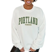 Women's Gameday Couture  White Portland Timbers Oversized Fleece Pullover Sweatshirt