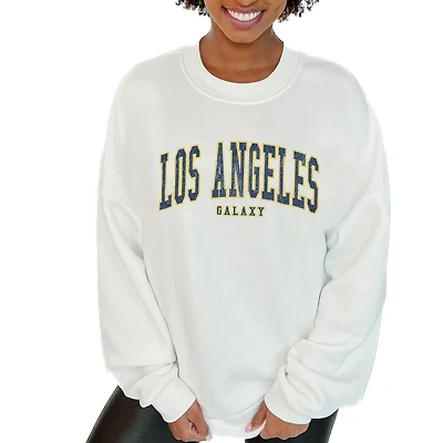 Women's Gameday Couture  White LA Galaxy Oversized Fleece Pullover Sweatshirt