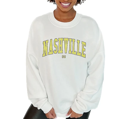 Women's Gameday Couture White Nashville SC Oversized Fleece Pullover Sweatshirt