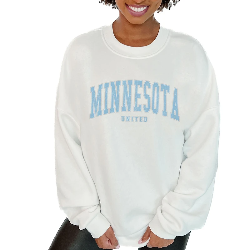 Women's Gameday Couture  White Minnesota United FC Oversized Fleece Pullover Sweatshirt